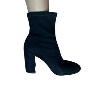 BCBGaeneration Lilianna Black stretch Suede Heeled Boots size 6.5
